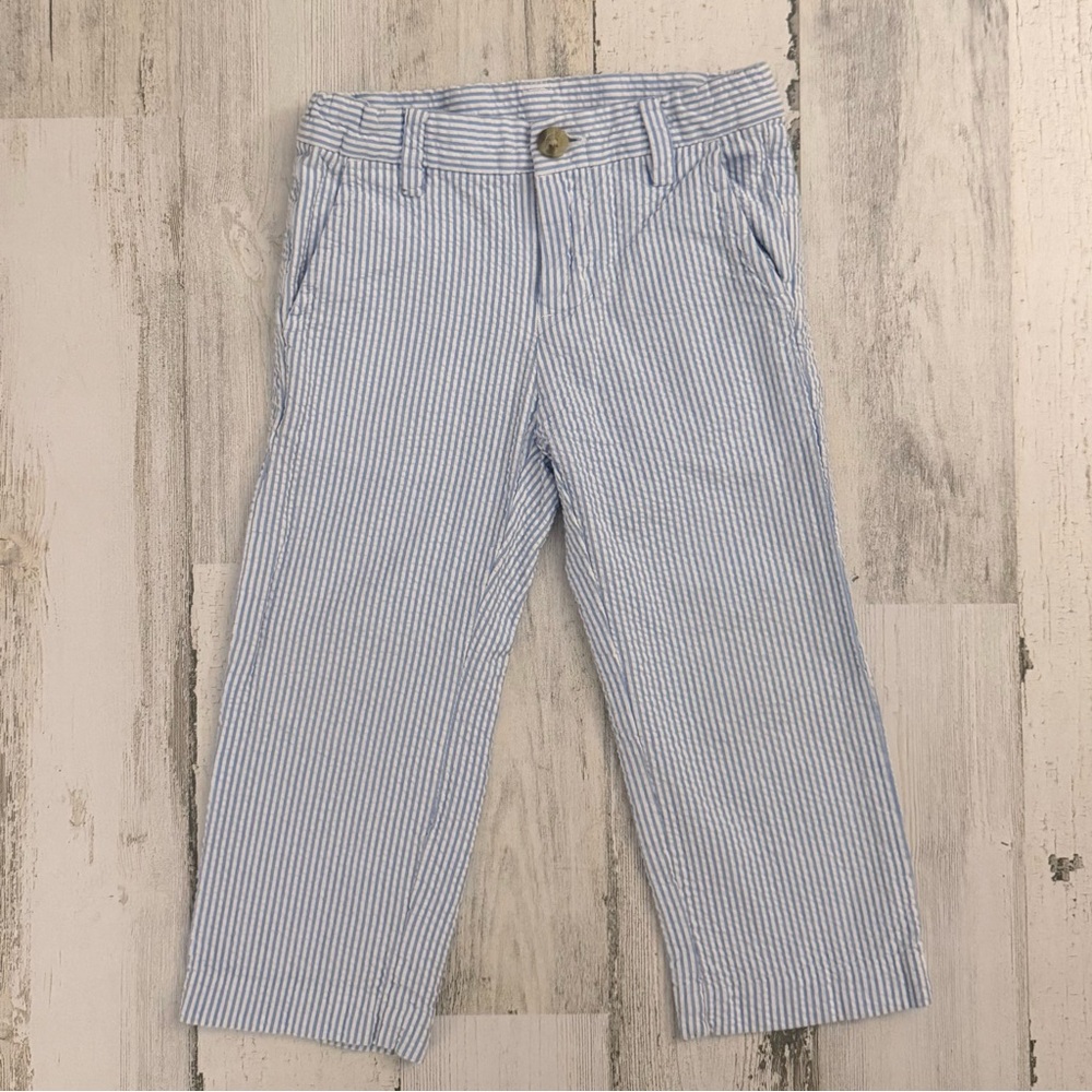 Kids Blue and White Seersucker Pants